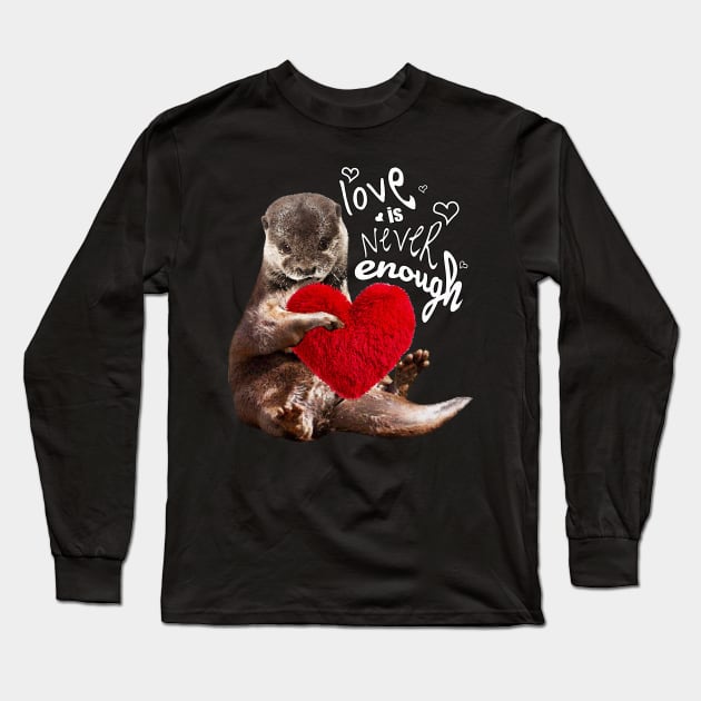 Otter and soft red heard Long Sleeve T-Shirt by Collagedream